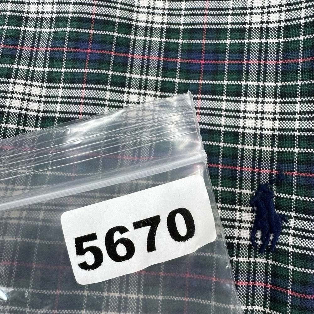 Polo Ralph Lauren Green White Red Blue Check Pony Logo Cotton Shirt 4XLT